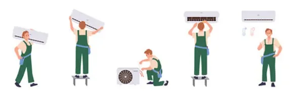 Secuencia de montaje de un equipo de aire acondicionado